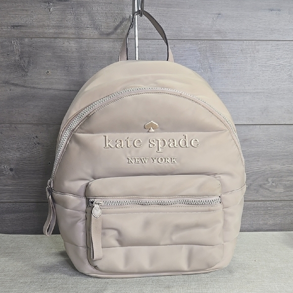 kate spade Handbags - Kate Spade Ella Ksnyl Puffy  Warm Beige Padded Nylon Backpack